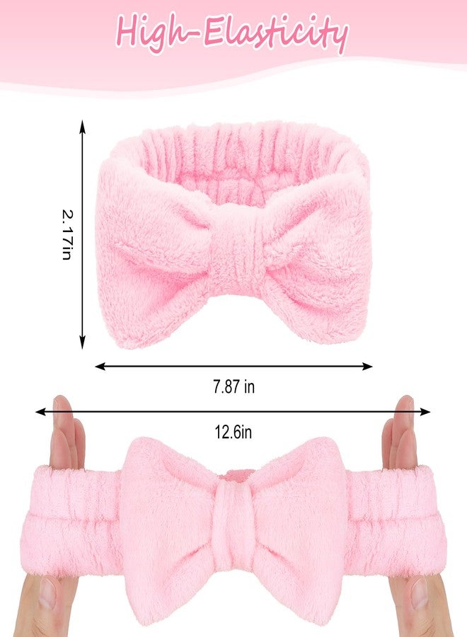 Ondder Spa Skincare Headband for Women - Pink & Beige Bow Design, Makeup & Face Wash Hair Band,8 Pack - Image 3